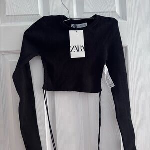 Zara Black Long Sleeve Crop Top